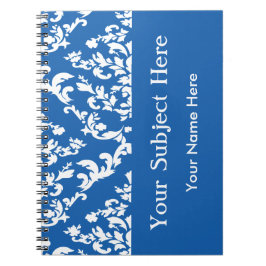Cuaderno Denim Blue Bold Mod Damask con texto personalizado