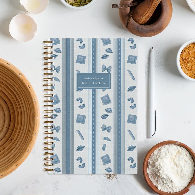 Cuaderno Denim Blue Pasta Market Stripe Personalized Recipe (Subido por el creador)