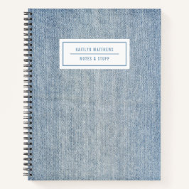 Cuaderno Denim de lavado ligero moderno Jeans Textura Nombr