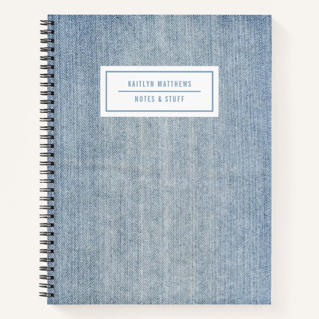 Cuaderno Denim de lavado ligero moderno Jeans Textura Nombr (Anverso)