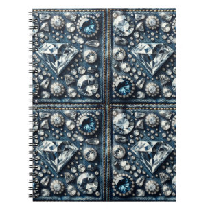 Cuaderno Denim & Diamonds Bling Gemstone Glam Joyas
