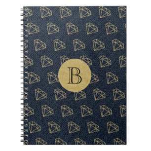 Cuaderno Denim & Diamonds Oro y Azul Glamour Brillo