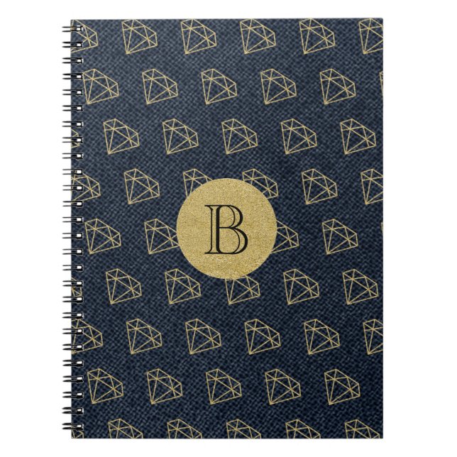 Cuaderno Denim & Diamonds Oro y Azul Glamour Brillo (Frente)