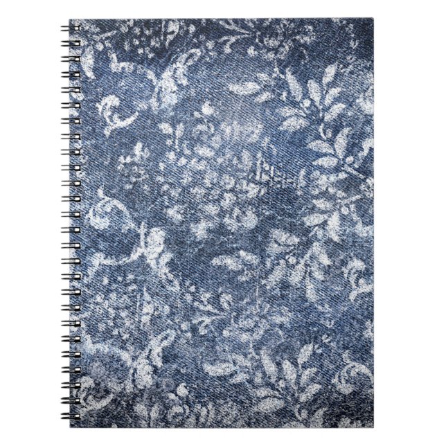 Cuaderno Denim Floral Faded: Fondo Texturado Grungy (Frente)