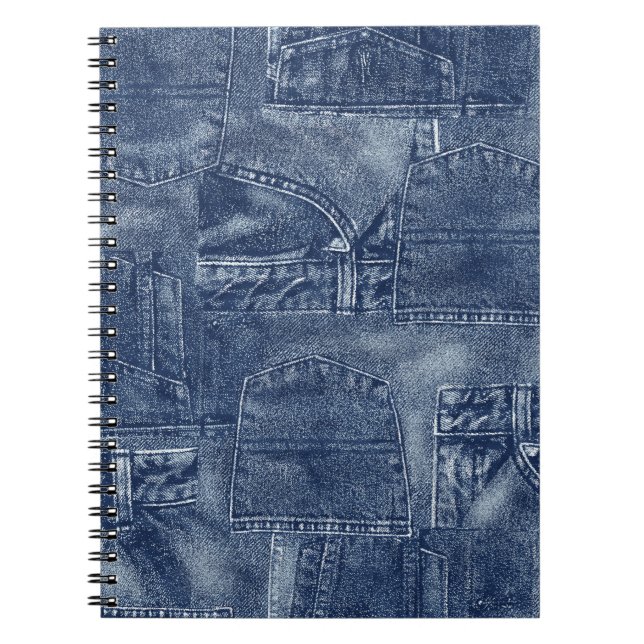 Cuaderno Denim material en un patrón de bolsillo de mosaico (Frente)
