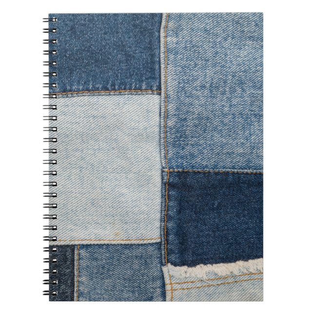 Cuaderno Denim Parchwork: Patrón textil vintage (Frente)