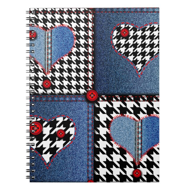 Cuaderno Denim Patchwork: Patrón de tela sin costura (Frente)