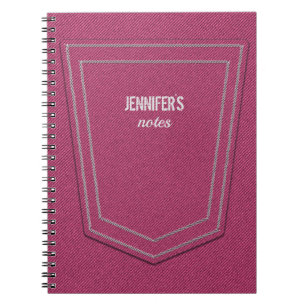 Cuaderno Denim rosa Jeans Textura Nombre personalizado