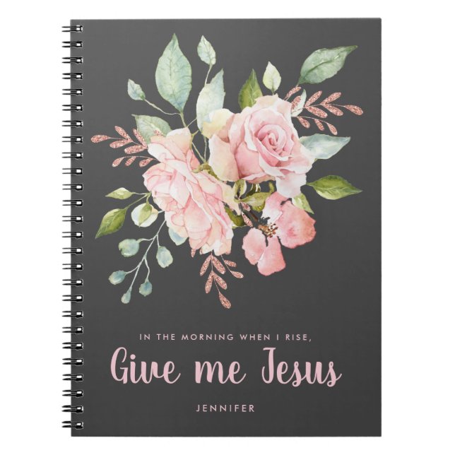 Cuaderno Denme a Jesús Roses Rosados Personalizados Devocio (Frente)