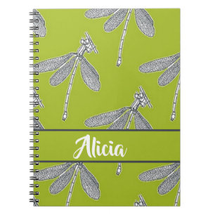 Cuaderno Denominación personalizada libélula en verde
