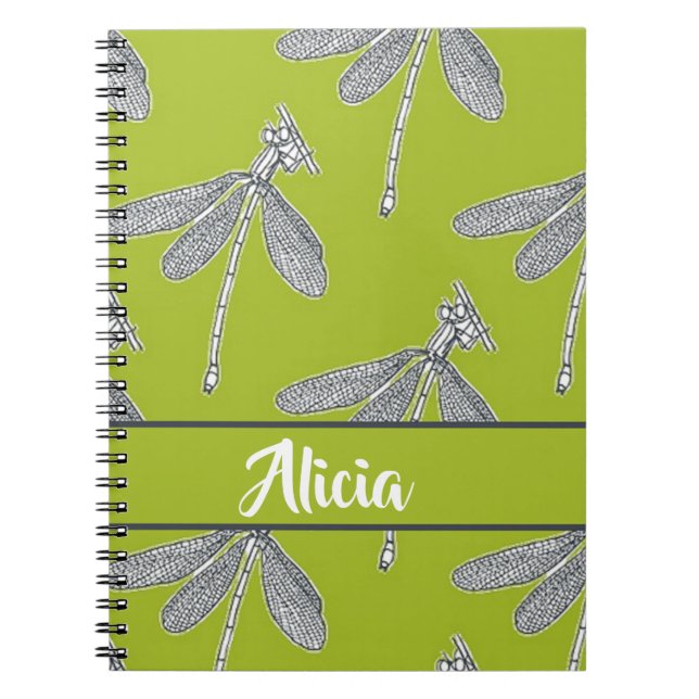 Cuaderno Denominación personalizada libélula en verde (Frente)