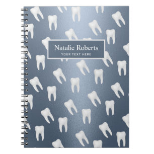 Cuaderno Dentist Teeth Pattern Dental Office Dusty Blue