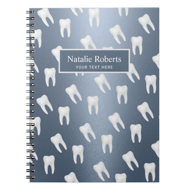 Cuaderno Dentist Teeth Pattern Dental Office Dusty Blue (Frente)