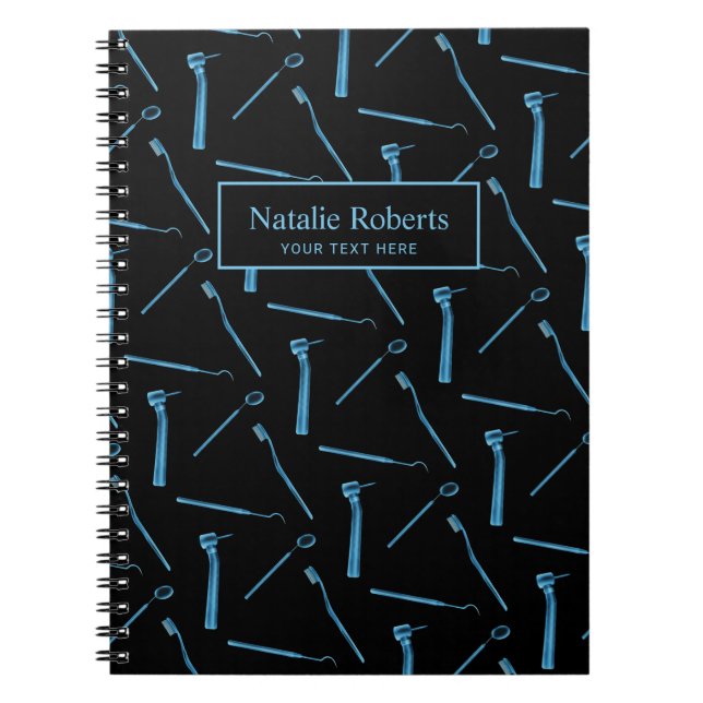 Cuaderno Dentista Higienista Xray Dental Instrumentos Negro (Frente)