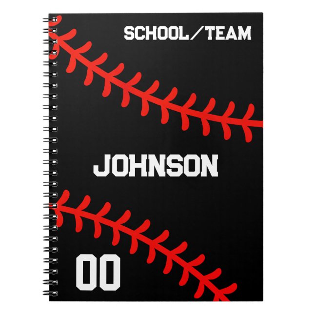Cuaderno Deporte de equipo personalizado de béisbol (Frente)