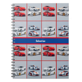 Cuaderno Deportes Deportivos Autos Deportivos Rojo Blanco A