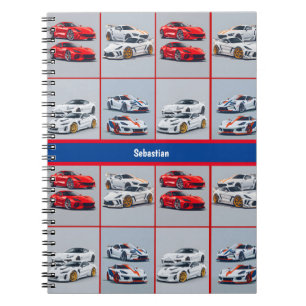 Cuaderno Deportes Deportivos Autos Deportivos Rojo Blanco A