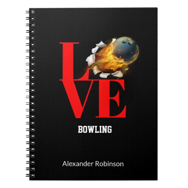 Cuaderno Deportes personalizados del Bowling de amor (Frente)