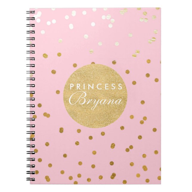 Cuaderno Depósito de Confetti rosa y dorado brillante Dedo  (Frente)