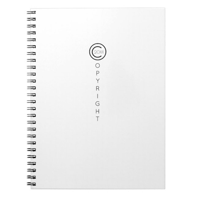 Cuaderno Derechos de autor Blanco tipográfico moderno (Frente)