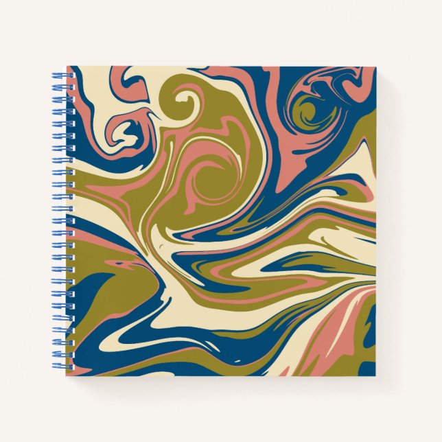 Cuaderno Derrame: azul, verde oliva, rosa y crema (Anverso)