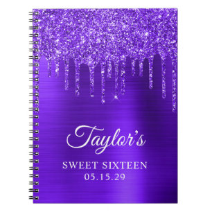 Cuaderno Derrame Purpurina violeta morado Glam Sweet 16
