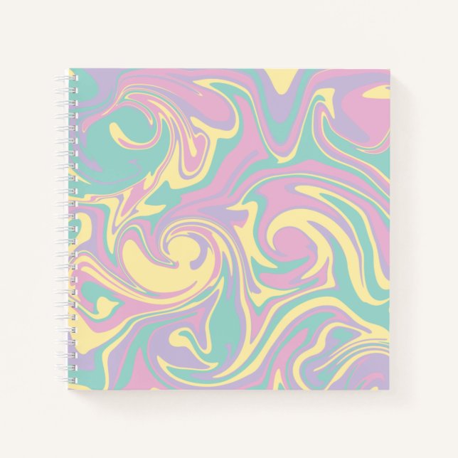 Cuaderno Derrame - Rosa Pastel, Amarillo, Púrpura y Verde (Anverso)