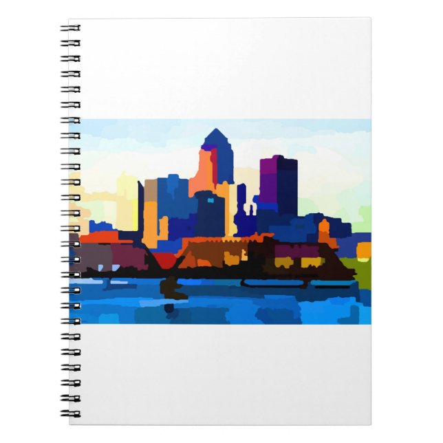 Cuaderno Des Moines Iowa Skyline (Frente)