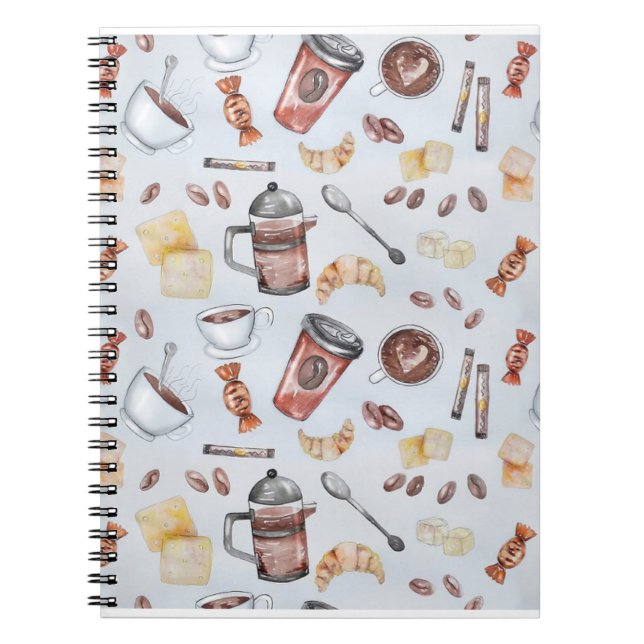 Cuaderno Desayuno de café croissant Dibuja Ilustracion (Frente)