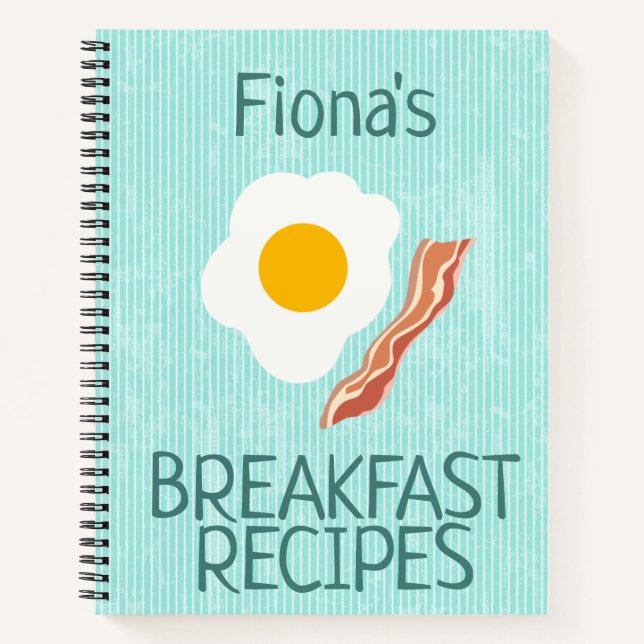 Cuaderno Desayuno Recetas Personalizado Verde azulado (Anverso)