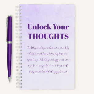 Cuaderno Desbloquear tus pensamientos Un portátil morado mo