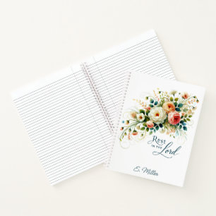 Cuaderno Descansa en el Señor floral personalizado