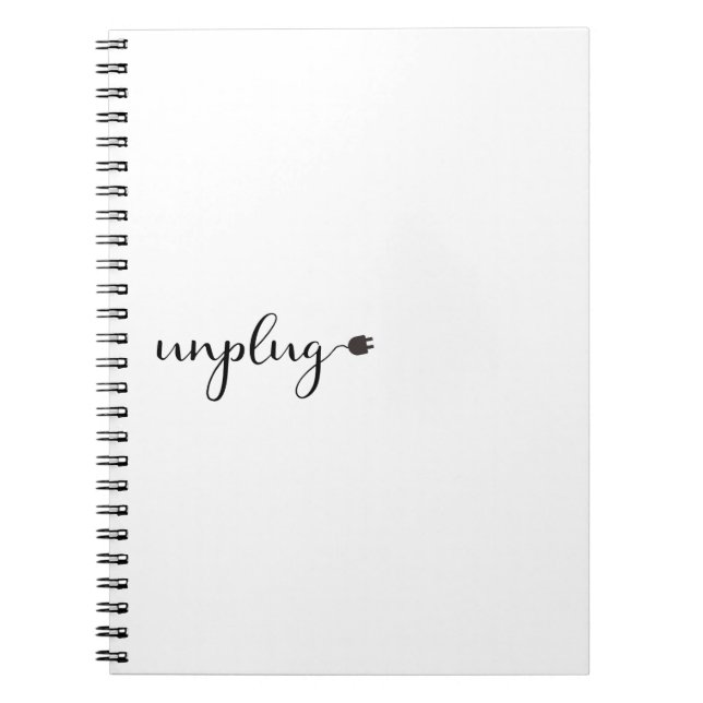 Cuaderno Desconectar con texto de script y enchufe (Frente)