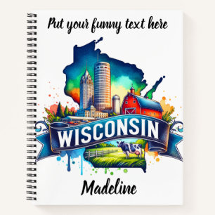 Cuaderno Descubra las animadas atracciones de Wisconsin.