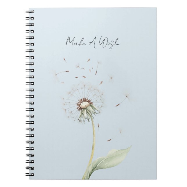 Cuaderno Deseo de Flor de Diente de León Azul (Frente)