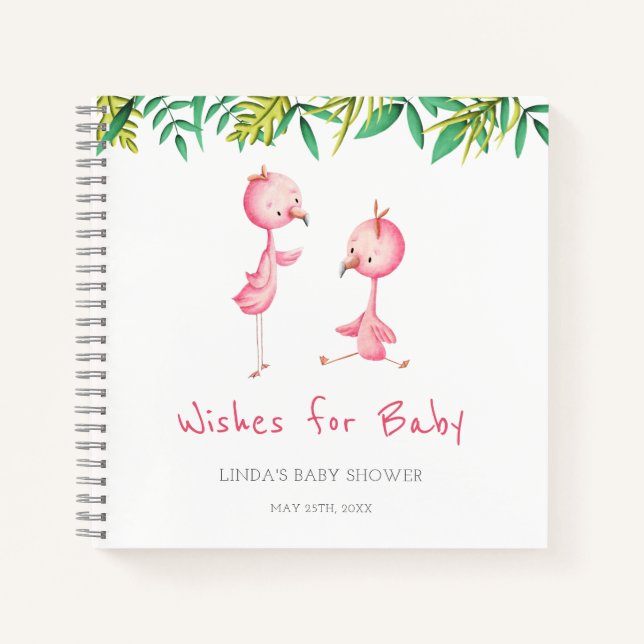 Cuaderno Deseo para Baby Flamingo Baby Shower Guest Book (Anverso)