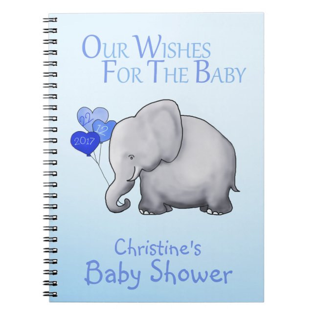 Cuaderno Deseos azules lindos de Baby Shower del muchacho (Frente)