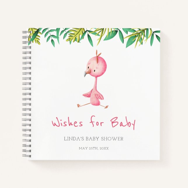 Cuaderno Deseos de Baby Flamingo Baby Shower (Anverso)