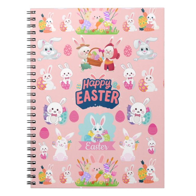 Cuaderno Deseos Felices de Pascua - Patrón Conejo Divertido (Frente)