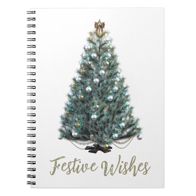 Cuaderno Deseos festivos. Diseño de árbol de Navidad (Frente)