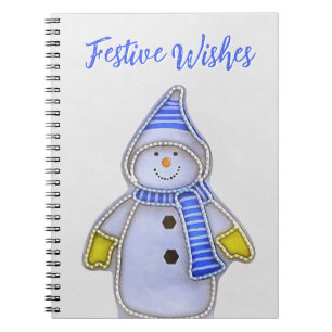 Cuaderno Deseos festivos. Diseño de muñeco de nieve