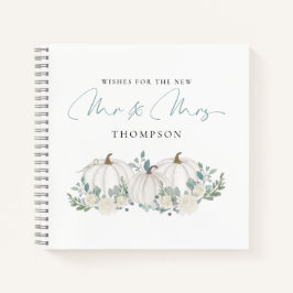 Cuaderno Deseos Verde azulados de calabazas blancas para el