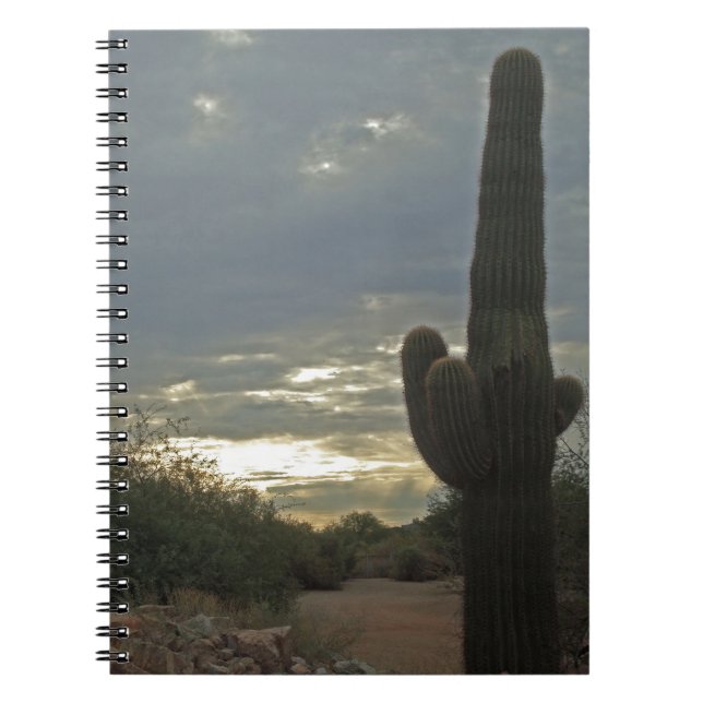 Cuaderno Desert Sunrise Saguaro Cactus Foto Pacífica (Frente)