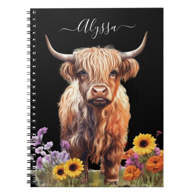 Cuaderno Desnuda del jardín floral rústico de la vaca de mo (Frente)
