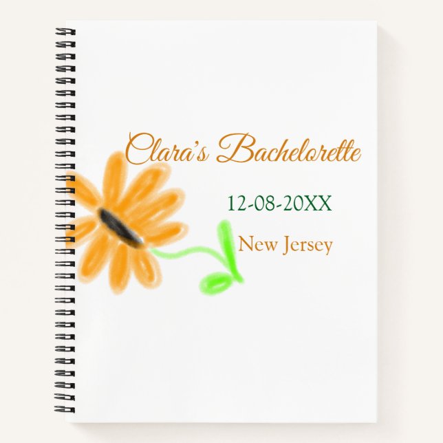 Cuaderno Despedida de soltera agregar nombre fecha lugar gi (Anverso)