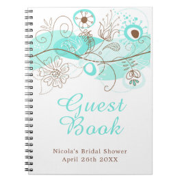 Cuaderno Despedida de Soltera con Floral Torcido Turquesa