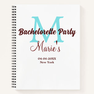 Cuaderno despedida de soltera monograma agregar nombre fech