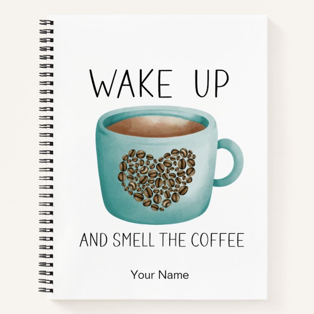 Cuaderno Despertar Oler el Café - Acuarela Granos de Café (Anverso)