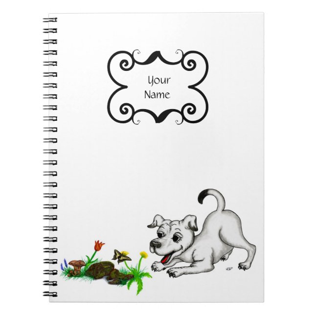 Cuaderno Despierto de primavera, cachorro con mariposa (Frente)