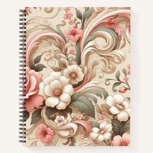 Cuaderno Desplazamiento de jardín de Rosa de época (Anverso)
